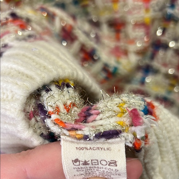 Mystree Sparkly/Colorful Woven Crew Neck Sweater - Picture 7 of 7